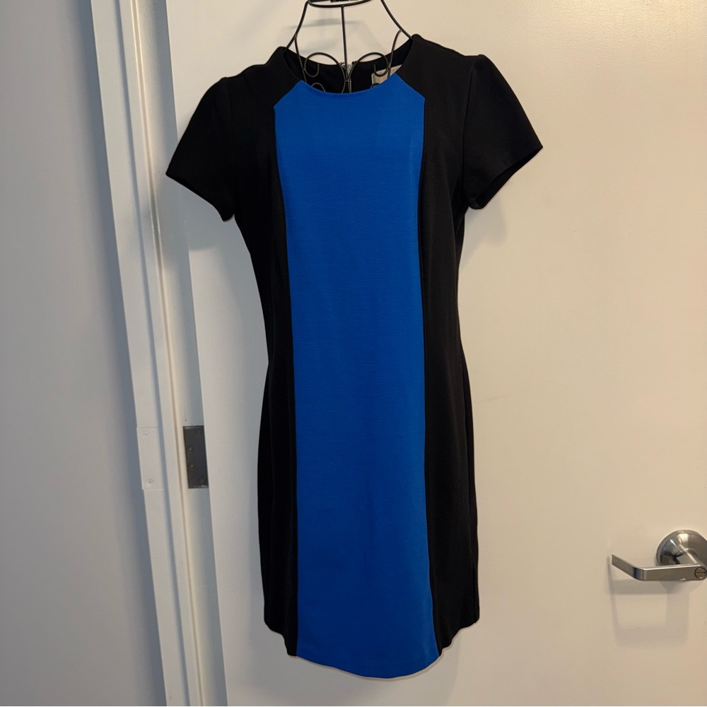 Michael Kors Black and Blue Colorblock Mini Dress